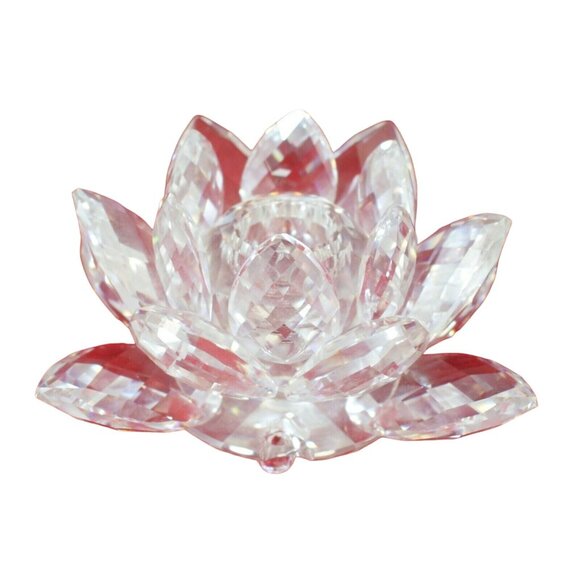 Swarovski Silver Crystal Lotus Flower Lily Pad Candle Holder with Box Inserts - Picture 7 of 10